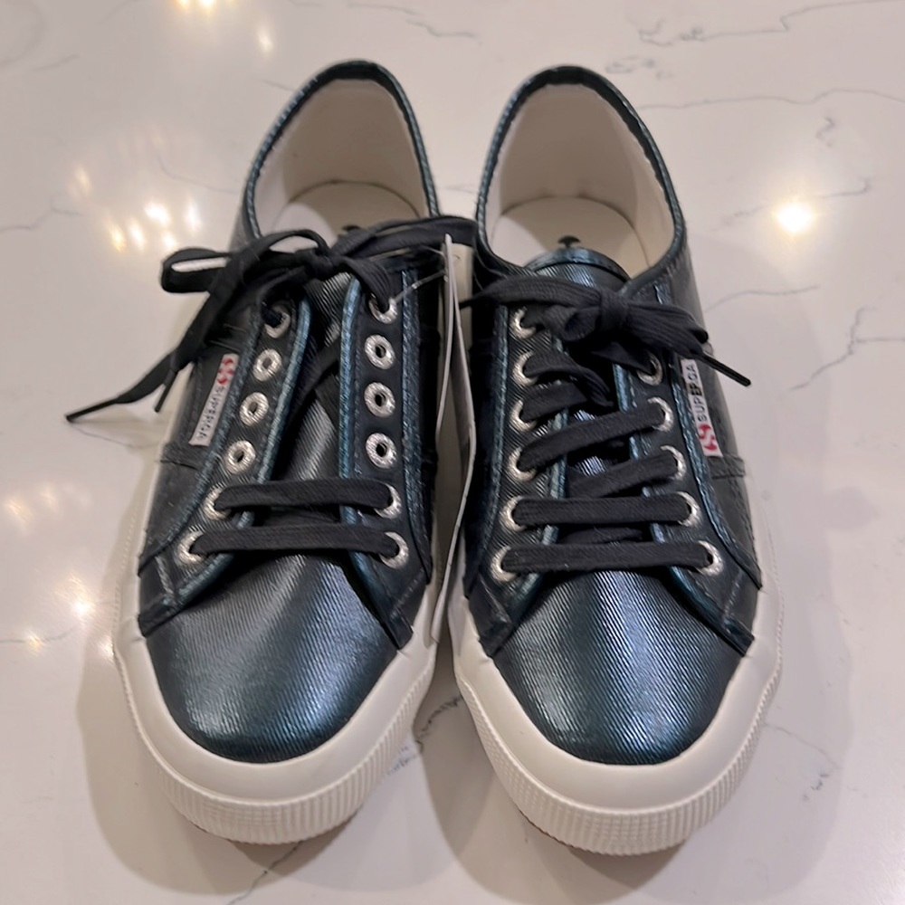 SUPERGA women’s blue metallic sneaker size 8